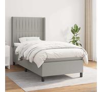 Sommier à Lattes de Lit et Matelas Rembourré Gris Clair 90x190 cm Tissu vidaXL