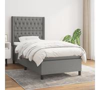 Vidaxl Lit À Sommier Tapissier Et Matelas Gris Foncé 90x190 Cm Tissu Gris
