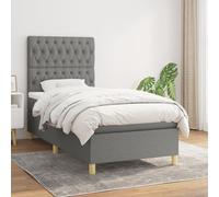 Sommier à Lattes de Lit avec Matelas, Lit Rembourré, Lit Simple, Lit Adulte de Chambre à Coucher Intérieur, Moderne, Gris Foncé 90x190 cm Tissu