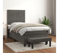 Boxspring met matras fluweel donkergrijs 90x190 cm3137756