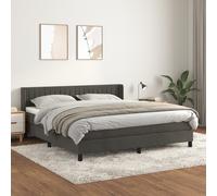 Sommier à Lattes de Lit et Matelas Rembourré Gris Foncé 180x200cm Velours vidaXL