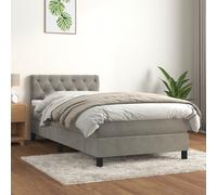 Sommier à Lattes de Lit et Matelas Rembourré Gris Foncé 200x200cm Velours vidaXL