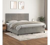 Sommier à Lattes de Lit et Matelas Rembourré Gris Foncé 200x200cm Velours vidaXL