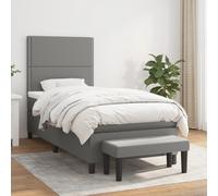 vidaXL Sommier à Lattes de Lit avec Matelas, Lit Rembourré, Lit Simple, Lit Adulte de Chambre à Coucher Intérieur, Moderne, Gris Foncé 90x190 cm Tissu 3136798 Gris