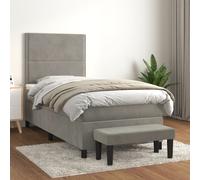 Sommier à Lattes de Lit et Matelas Rembourré Gris Foncé 90x200 cm Velours vidaXL