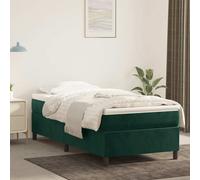 vidaXL Lit à sommier tapissier avec matelas Vert foncé 90x200 cm
