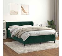 Sommier à Lattes de Lit et Matelas Rembourré Vert Foncé 140x190cm Velours vidaXL