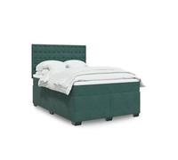 Vidaxl Sommier À Lattes De Lit Et Matelas Vert Foncé 140x190cm Velours Multicolore
