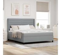 Sommier à Lattes de Lit Matelas et LED Rembourré Bleu 140x190 cm Tissu vidaXL