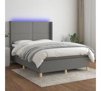 Sommier à Lattes de Lit Matelas et LED Rembourré Bleu 140x200 cm Tissu vidaXL