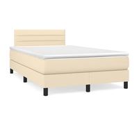 vidaXL Sommier à lattes rembourré avec matelas et LED Crème 120x190 cm Tissu