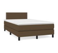 vidaXL Sommier à lattes rembourré avec matelas et LED Marron foncé 120x190 cm