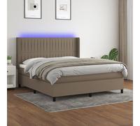 Sommier à Lattes de Lit Matelas et LED Rembourré Crème 80x200cm Tissu vidaXL