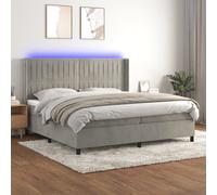 Sommier à Lattes de Lit Matelas et LED Rembourré Gris Clair 200x200 cm vidaXL