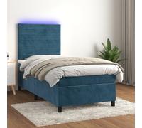 Boxspring met matras en LED fluweel donkerblauw 100x200 cm3136291