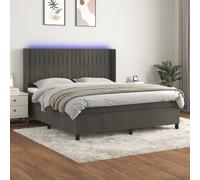 Sommier à Lattes de Lit Matelas et LED Rembourré Gris Foncé 180x200 cm vidaXL