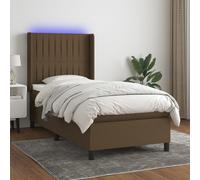 Sommier à Lattes de Lit Matelas et LED Rembourré Marron Foncé 100x200cm vidaXL