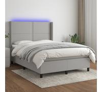 Sommier à Lattes de Lit Matelas et LED Rembourré Noir 140x200 cm Tissu vidaXL