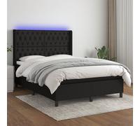 Sommier à Lattes de Lit Matelas et LED Rembourré Noir 140x200 cm Tissu vidaXL