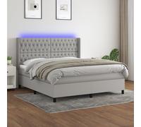 Boxspring met matras en LED stof lichtgrijs 160x200 cm3138565