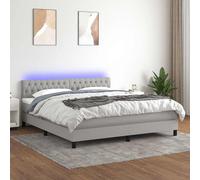 Sommier à Lattes de Lit Matelas LED Rembourré Gris Clair 160x200 cm Tissu vidaXL