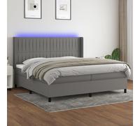 Sommier à Lattes de Lit Matelas LED Rembourré Gris Clair 200x200 cm Tissu vidaXL