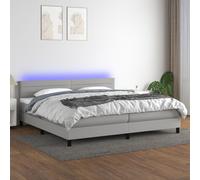 Vidaxl Sommier Tapissier Matelas Et Led Gris Clair 200x200 Cm Tissu Multicolore