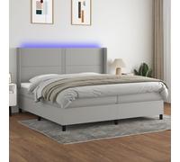 Sommier à Lattes de Lit Matelas LED Rembourré Gris Clair 200x200 cm Tissu vidaXL