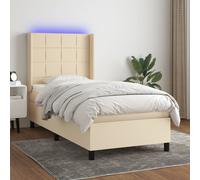 Boxspring met matras en LED stof crÃmekleurig 80x200 cm3138274