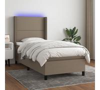 Vidaxl Sommier Tapissier Avec Matelas Et Led Taupe 90x200 Cm Tissu Multicolore