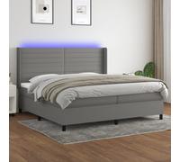 Sommier à Lattes de Lit Matelas LED Rembourré Gris Foncé 200x200 cm Tissu vidaXL