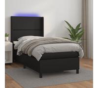 vidaXL Sommier à lattes de lit matelas LED Noir 100x200cm Similicuir 3139247