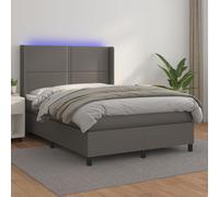 Vidaxl Sommier Tapissier Et Matelas Et Led Gris 100x200 Cm Similicuir Multicolore