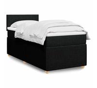 Sommier à Lattes de Lit Noir 90x190 cm, Tissu en Polyester Durable, avec Matelas à Ressorts Ensachés et Surmatelas Confortable, Mobilier de Chambre Moderne