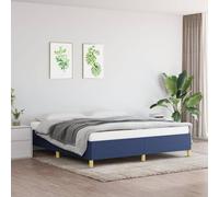 vidaXL Cadre de Lit à Ressorts, Lit Rembourré avec Sommier à Lattes, Lit Double, Lit Adulte de Chambre à Coucher, Moderne, Bleu 140x190 cm Tissu
