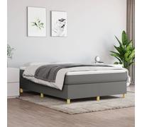 vidaXL Cadre de lit rembourré à ressorts, sommier à lattes – Tissu gris foncé 140x190 cm