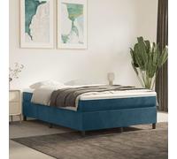 vidaXL Cadre de lit rembourré – Lit simple avec sommier à lattes – Velours Bleu foncé 90x190 cm