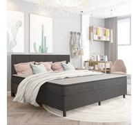 Sommier à Lattes de Lit Rembourré Double Gris Foncé Tissu 160x200 cm vidaXL