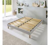 Sommier à lattes en bois CAPITOLE 140x190 cm - Coloris Gris clair - Livré en kit Gris G
