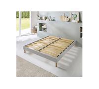 Sommier à lattes en bois CAPITOLE 90x200 cm - Coloris Gris clair - Livré en kit