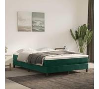Sommier à Lattes et Matelas en Velours Vert Foncé 140x190cm, Lit Double Confortable avec Ressorts Ensachés et Surmatelas Doux