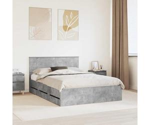 Sommier à lattes moderne 140x200 avec compartiment de rangement, cadre gris avec tiroirs en bois d'ingénierie, fournit une base de lattes stable et un rangement caché, facile à entretenir.