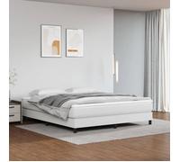 Sommier à ressorts - AKOZON - 180x200 cm - Similicuir blanc - 2 places - Pieds inclus