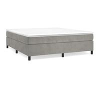 Sommier à ressorts - AKOZON - 200x200 cm - Velours gris clair - 2 places - Pieds inclus