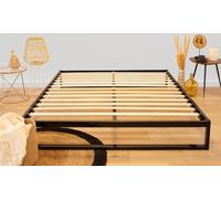 Sommier à lattes en métal Pandore 140x190 cm Coloris Noir Livré en kit