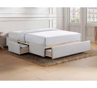 Sommier avec tiroirs 140 x 190 cm - Tissu beige - KOLANE de YSMEE