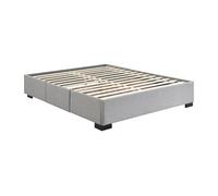 Sommier avec tiroirs 140 x 190 cm - Tissu gris - KOLANE de YSMEE