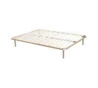 Sommier cadre à lattes 140 x 190 cm - 2x19 lattes avec pieds - Beige - KALISTA de YSMEE