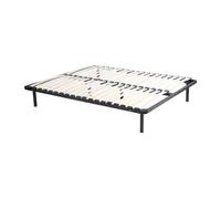 Vente-unique - Sommier Cadre à Lattes 160 x 200 cm - 2x19 Lattes - avec Pieds - Noir - Kalista de YSMÉE