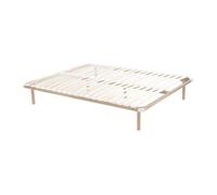 Sommier cadre à lattes 180 x 200 cm - 2x19 lattes - Avec pied - Beige - KALISTA de YSMÉE